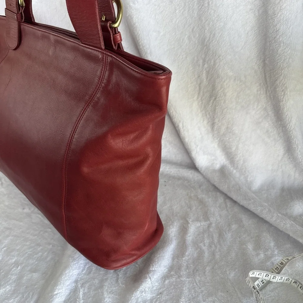 Vintage COACH Soho Zip Tote Bag Red Leather Large 4155 90s USA
